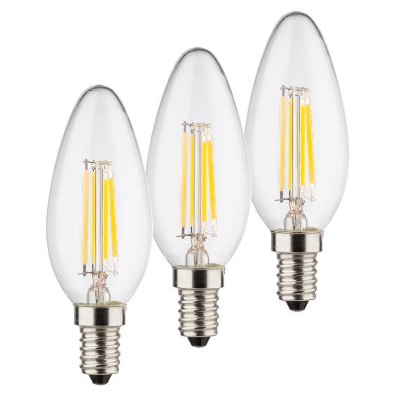 Müller Licht LED-Filament Leuchtmittel Kerzenform 3er Set 3W=25W E14 250lm 2700K (Warmweiß)