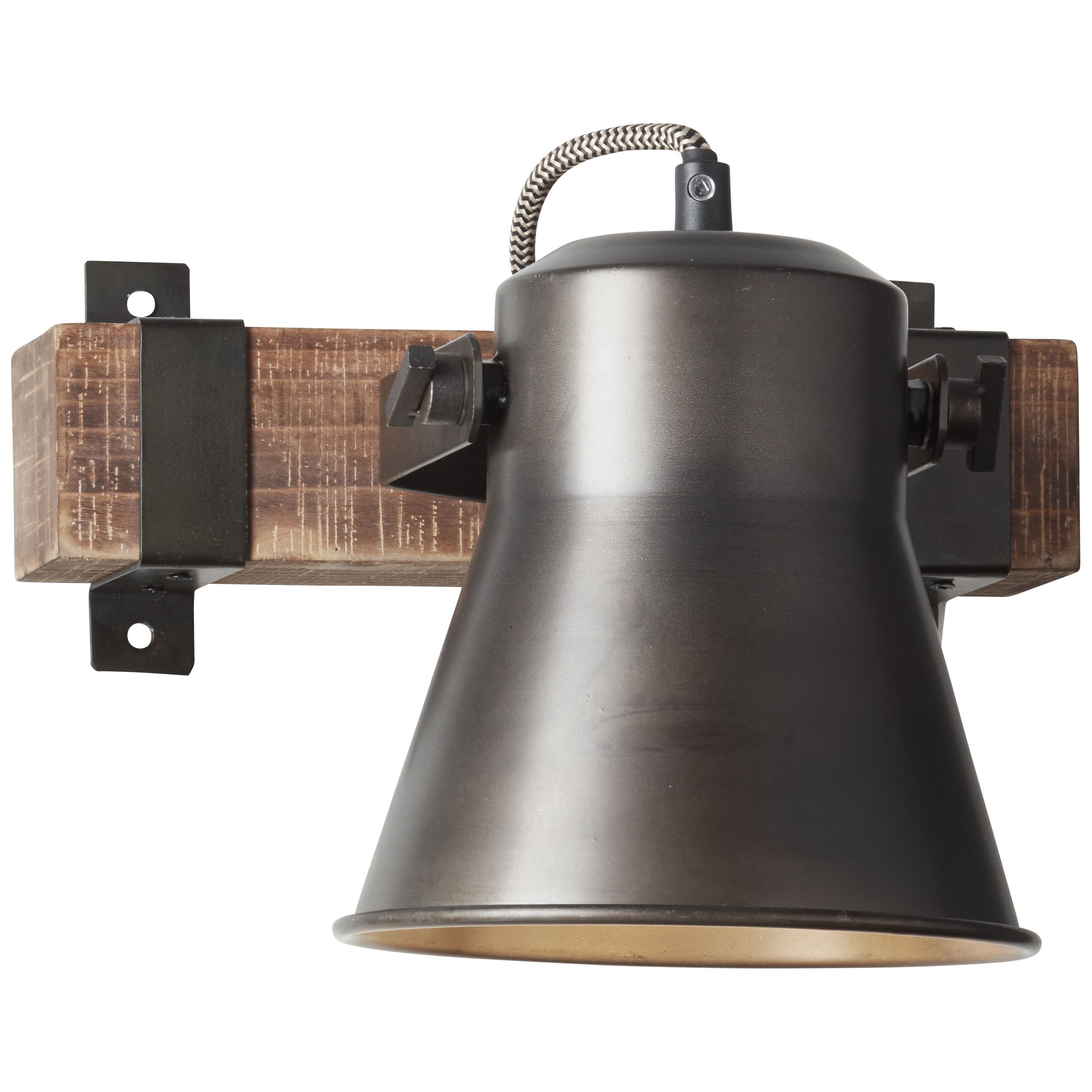 Brilliant Wandleuchte Decca schwarz stahl Holz E27 max. 10W schwenkbar