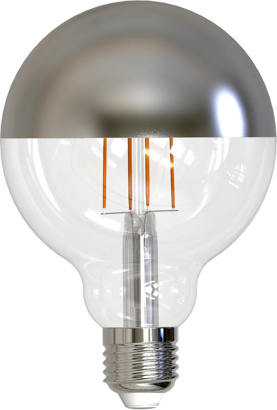 Müller Licht Retro HD LED-Filament Globeform Silber 9W=63W E27 850lm 2700 (Warmweiß) dimmbar