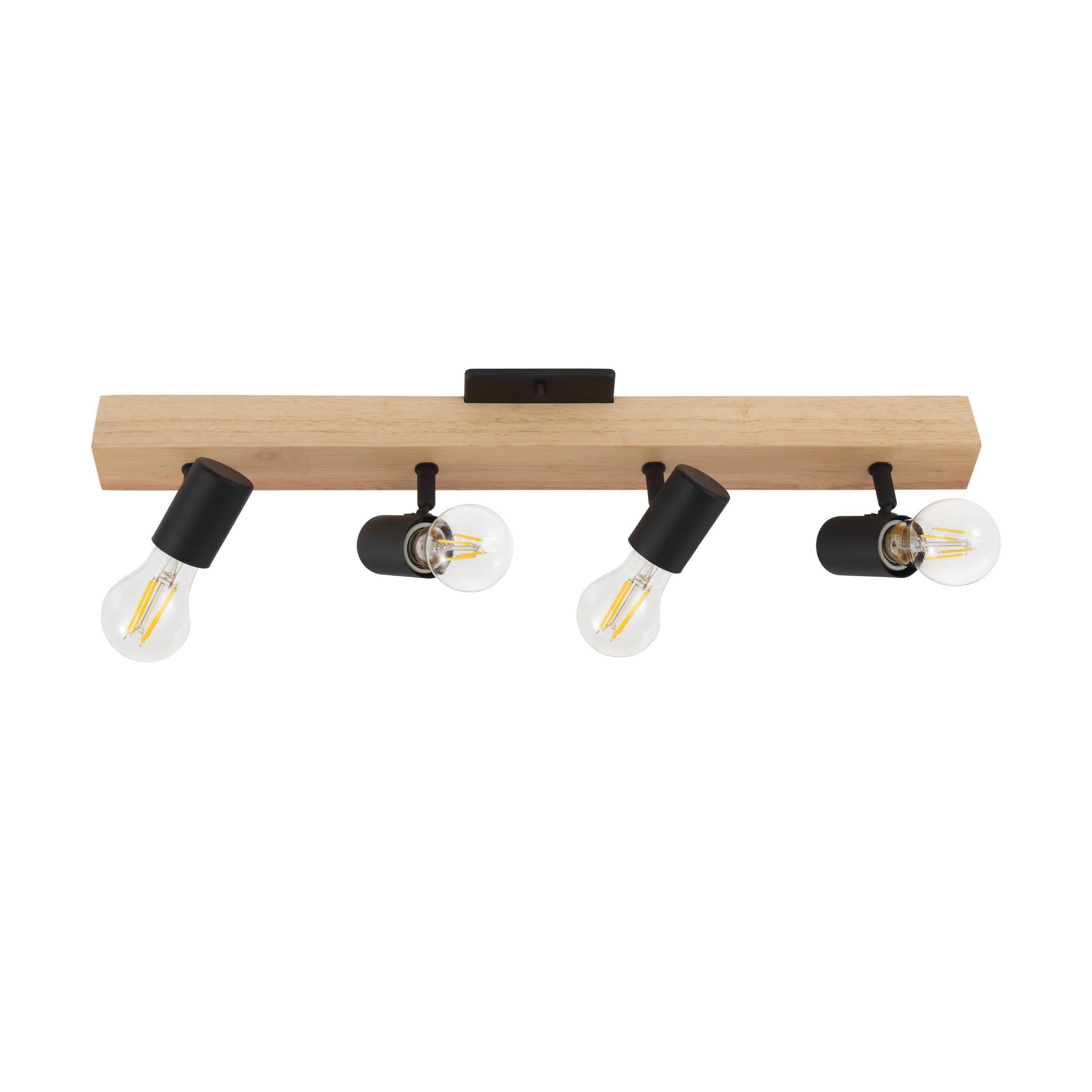 Eglo Deckenstrahler TOWNSHEND 3 Holz braun schwarz E27 max. 60W schwenkbar
