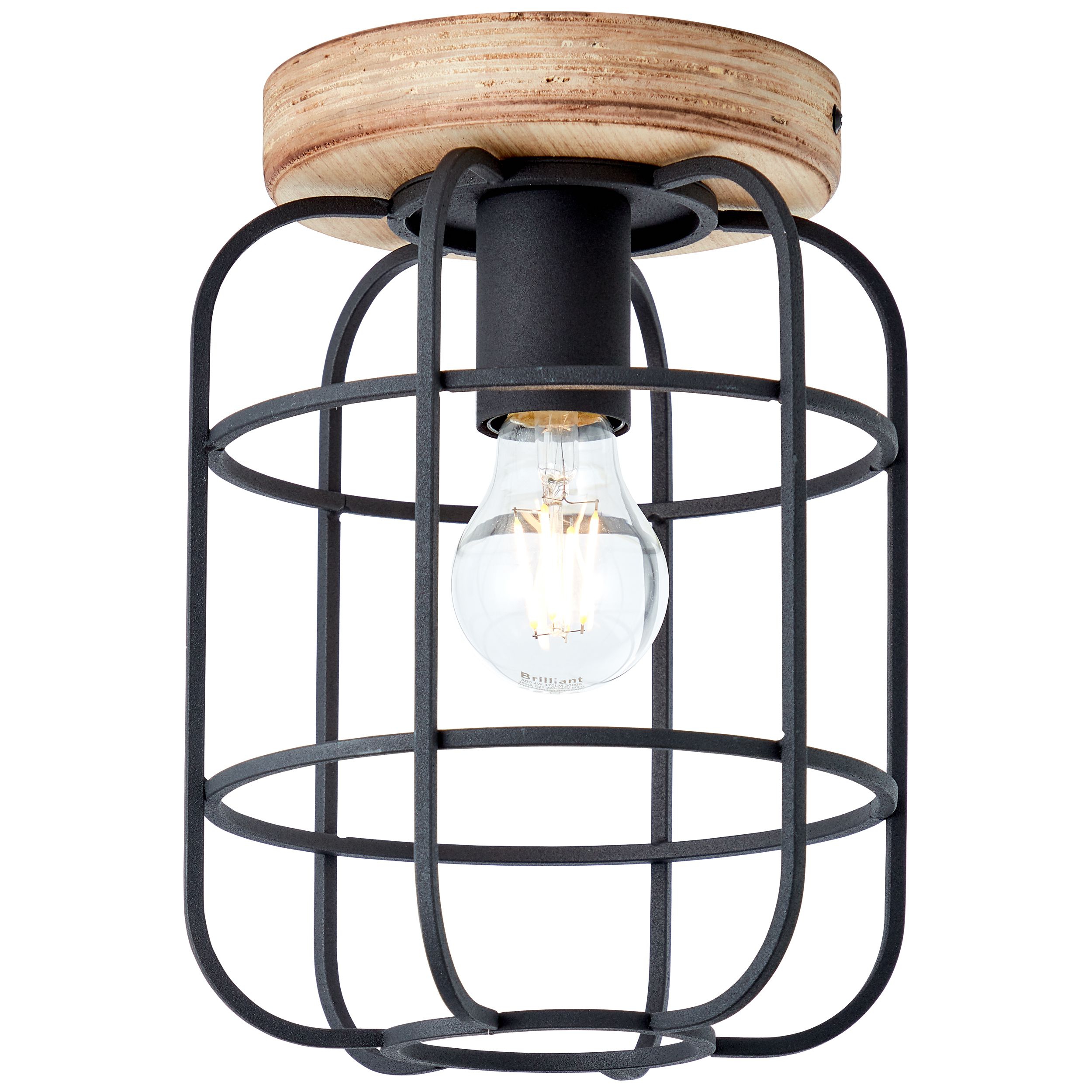Brilliant Deckenleuchte Gwen Antik Holz schwarz E27 max. 40W