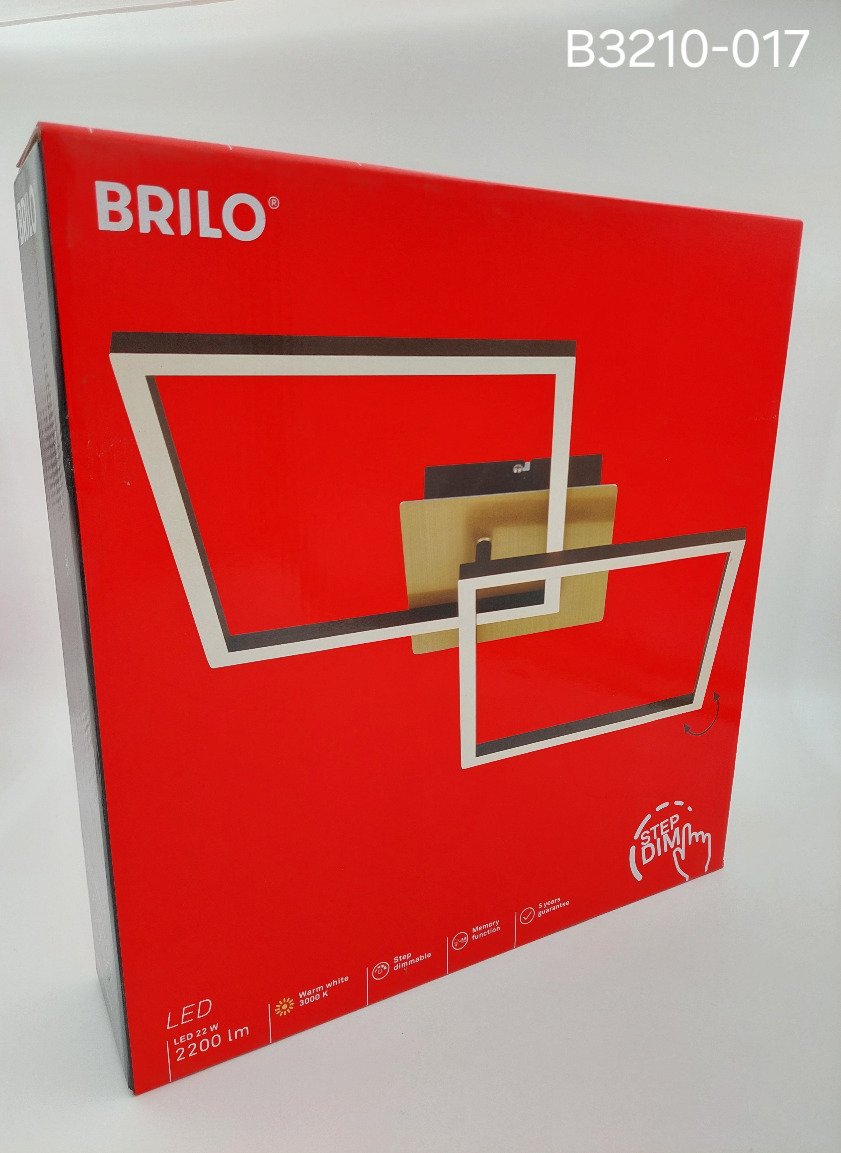 Brilo LED Deckenleuchte Frame braun/gold 22W 3000K Warmweiß 3-Stufen dimmbar schwenkbar
