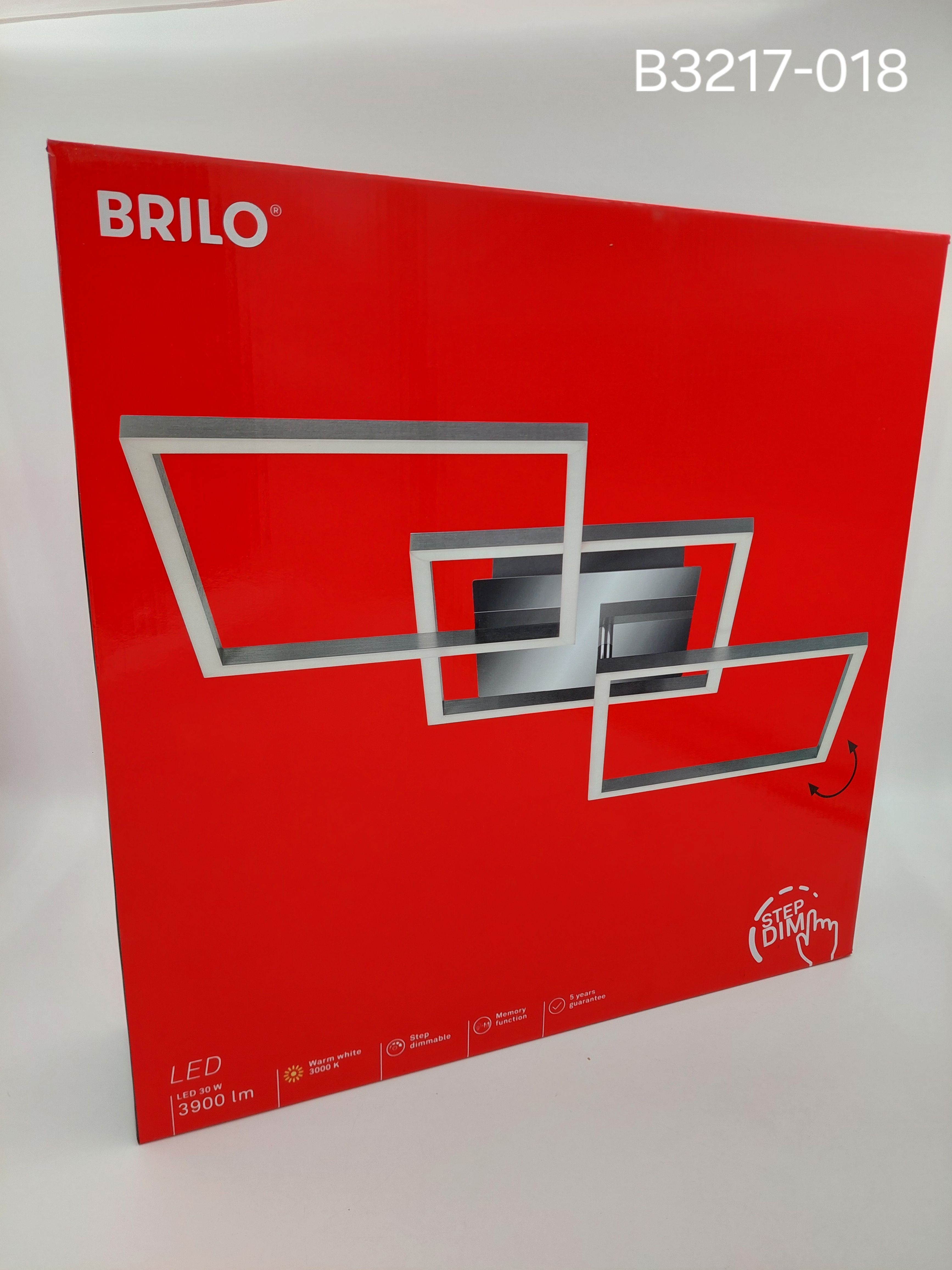 Brilo LED Deckenleuchte Frame chrom/alu 30W 3000K Warmweiß 3-Stufen dimmbar schwenkbar