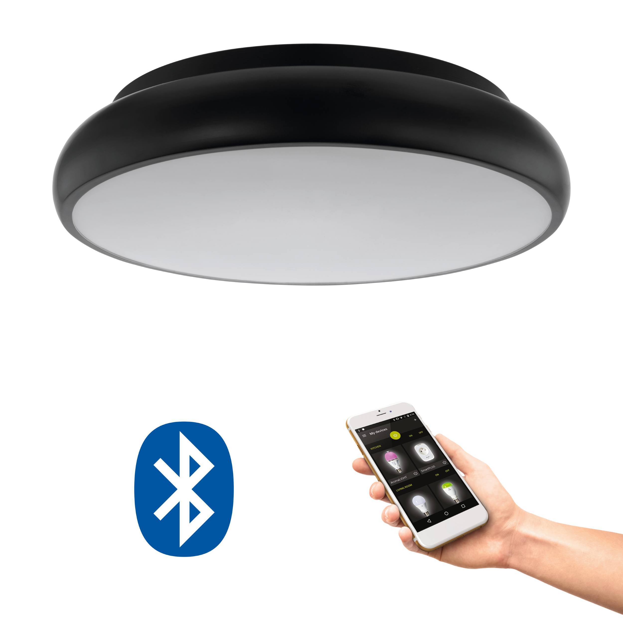 Eglo Connect LED Deckenleuchte schwarz 27W RGBW Ø44,5cm App steuerung