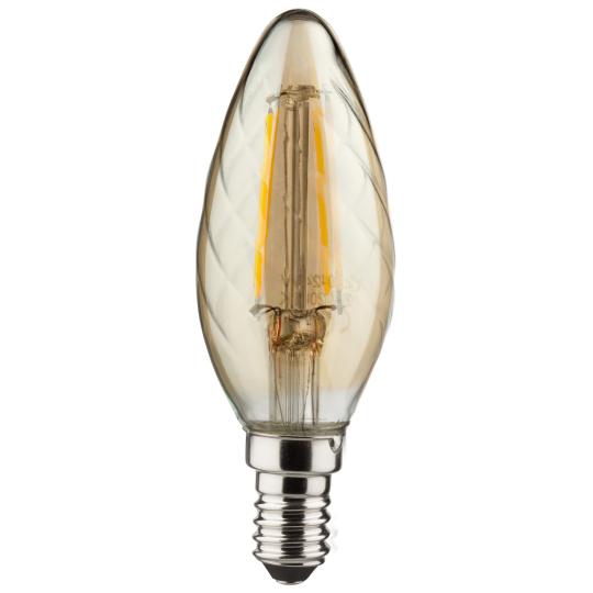 Müller Licht Retro LED-Filament Leuchtmittel Kerzenform Gold 2,2W=17W E14 150lm 2700K (Warmweiß)