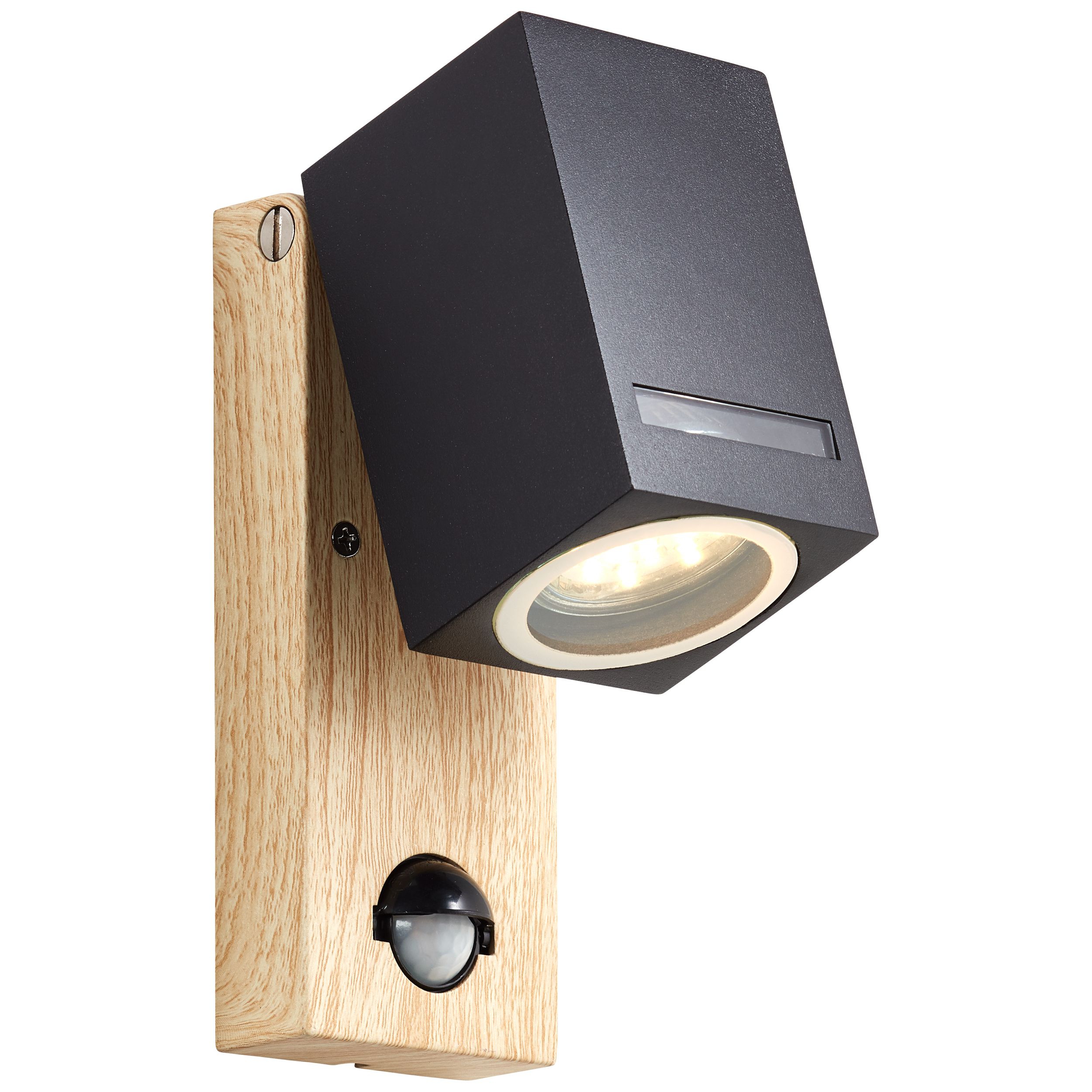 Brilliant Außenwandleuchte Galeni schwarz natur GU10 max. 20W mit Bewegungsmelder IP44