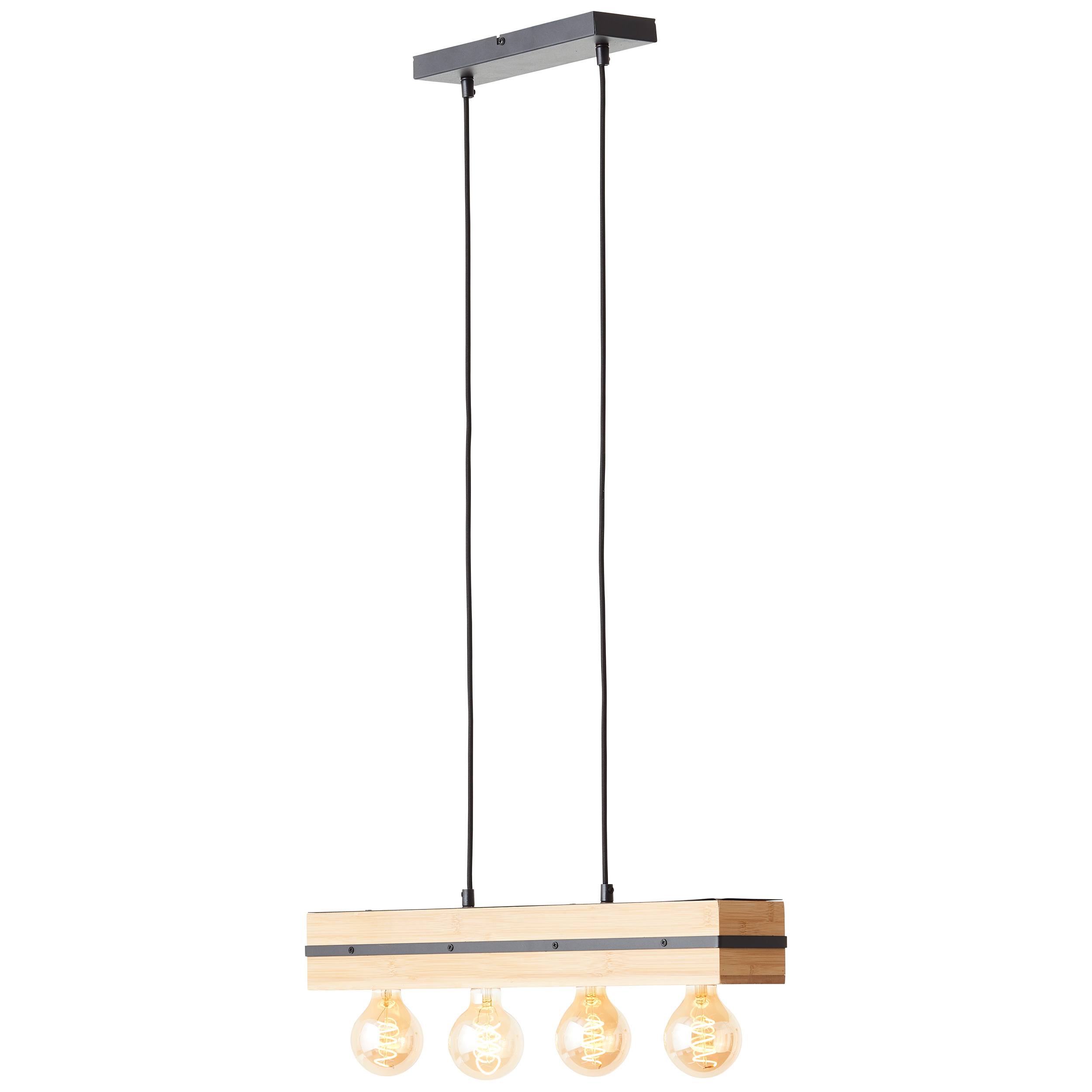 Brilliant Pendelleuchte Benny schwarz matt natur E27 max. 40W